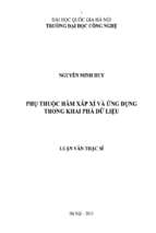 Luận văn phụ thuộc hàm xấp xỉ và ứng dụng trong khai phá dữ liệu   luận văn, đồ án, đề tài tốt nghiệp