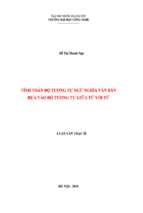 Luận văn tính toán độ tương tự ngữ nghĩa văn bản dựa vào độ tương tự giữa từ với từ   luận văn, đồ án, đề tài tốt nghiệp