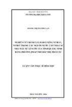 Nghiên cứu đánh giá hàm lượng nitrat, nitrit trong các nguồn nước cấp cho các nhà máy xử lý nước của tỉnh quảng ninh bằng phương pháp phổ hấp thụ phân tử