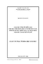 Giáo dục tình yêu biển, đảo cho hs thcs huyện tứ kỳ, tỉnh hải dương thông qua các hoạt động giáo dục ngoài giờ lên lớp