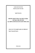 Luận văn phương pháp nâng cao chất lượng kết quả trả lời cho hệ thống hỏi đáp danh sách tiếng việt   luận văn, đồ án, đề tài tốt nghiệp