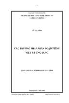 Các phương pháp phân đoạn tiếng việt và ứng dụng