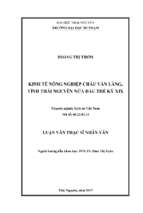 Kinh tế nông nghiệp châu văn lãng, tỉnh thái nguyên nửa đầu thế kỷ xix