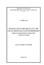 đánh giá chất lượng dịch vụ lưu trú tại các khách sạn 4 sao ở thành phố huế ( nghiên cứu trường hợp khách sạn saigon morin và khách sạn camellia)