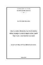 Chất lượng tín dụng tại ngân hàng nông nghiệp và phát triển nông thôn việt nam   chi nhánh cầu giấy