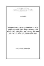 đánh giá hiện trạng quản lý chất thải và đề xuất giải pháp nâng cao hiệu quả xử lý chất thải nguy hại tại nhà máy vạn lợi tại văn môn, yên phong, bắc ninh