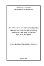 Luận văn thạc sĩ  huy động nguồn lực cộng đồng tham gia giáo dục lối sống cho học sinh lớp 1 trường tiểu học đinh tiên hoàng, quận hồng bàng, thành phố hải phòng