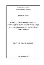 Nghiên cứu tính đa dạng thực vật trong một số trạng thái thảm thực vật ở xã phan thanh, huyện nguyên bình, tỉnh cao bằng