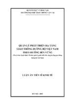 Quản lý phát triển hạ tầng giao thông đường bộ việt nam theo hướng bền vững