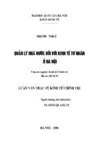 Quản lý nhà nước đối với kinh tế tư nhân ở hà nội