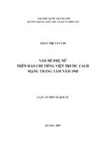 Vấn đề phụ nữ trên báo chí tiếng việt trước cách mạng tháng tám năm 1945