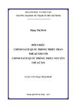 đối chiếu chính sách quốc phòng triều trần thế kỉ xiii với chính sách quốc phòng triều nguyễn thế kỉ xix