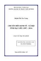 Chuyển biến kinh tế   xã hội tỉnh bạc liêu (1997 – 2014)