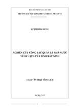 Nghiên cứu công tác quản lý nhà nước về du lịch của tỉnh bắc ninh