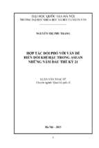 Hợp tác đối phó với vấn đề biến đổi khí hậu trong asean những năm đầu thế kỷ 21