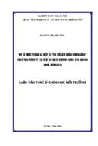 Mô tả thực trạng và một số yếu tố liên quan đến quản lý chất thải rắn y tế tại một số bệnh viện đa khoa tỉnh quảng ninh, năm 2013