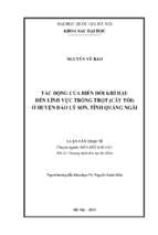 Tác động của biến đổi khí hậu đến lĩnh vực trồng trọt (cây tỏi) ở huyện đảo lý sơn, tỉnh quảng ngãi