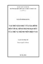 Vai trò giáo dục của gia đình đối với sự hình thành đạo đức củ trẻ vị thành niên hiện nay