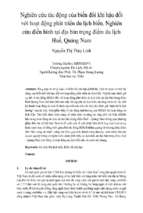 Nghiên cứu tác động của biến đổi khí hậu đối với hoạt động phát triển du lịch biển. nghiên cứu điển hình tại địa bàn trọng điểm du lịch huế, quảng nam