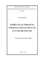 Nghiên cứu sự thích ứng với hoàn cảnh có con tự kỷ của cha mẹ ở hà nội