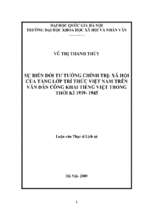 Sự biến đổi tư tưởng chính trị   xã hội của tầng lớp trí thức việt nam trên văn đàn công khai tiếng việt trong thời kì 1939 1945