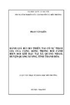 đánh giá rủi ro thiên tai có sự tham gia của cộng đồng trong bối cảnh biến đổi khí hậu tại xã quảng nham, huyện quảng xương, tỉnh thanh hóa.encrypted