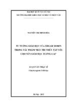 Tư tưởng giáo dục của edgar morin trong tác phẩm  bảy tri thức tất yếu cho nền giáo dục tương lai