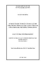 Sử dụng tài liệu về di sản văn hóa vật thể ở địa phương trong dạy học lịch sử việt nam lớp 10 trung học phổ thông tỉnh hải dương