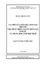 Vai trò của giáo dục, đào tạo đối với việc phát triển nguồn nhân lực ở nước ta hiện nay