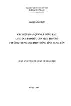 Các biện pháp quản lý công tác giáo dục đạo đức của hiệu trưởng trường trung học phổ thông tỉnh hưng yên