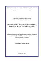 Tác động của afta đối với nguồn thu ngân sách chính phủ, thương mại quốc tế và đầu tư trực tiếp nước ngoài của chdcnd lào (e)