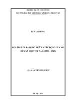 Hội truyền bá quốc ngữ và tác động của nó đến xã hội việt nam (1938 1945)