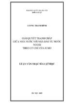 Giải quyết tranh chấp giữa nhà nước với nhà đầu tư nước ngoài theo cơ chế của icsid