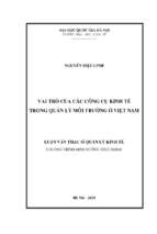 Vai trò của các công cụ kinh tế trong quản lý môi trường ở việt nam