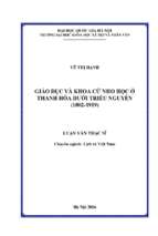Giáo dục và khoa cử nho học ở thanh hóa dưới triều nguyễn ( 1802   1919)