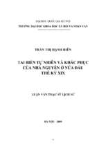 Tai biến tự nhiên và khắc phục của nhà nguyễn ở nửa đầu thế kỷ xix