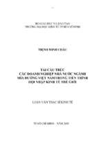 Tái cấu trúc các doanh nghiệp nhà nước ngành mía đường việt nam trong tiến trình hội nhập kinh tế thế giới.