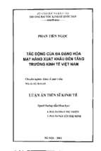 Tác động của đa dạng hóa mặt hàng xuất khẩu đến tăng trưởng kinh tế việt nam