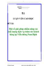 Một số giải pháp nhằm nâng cao chất lượng dịch vụ chăm sóc khách hàng tại viễn thông nam định