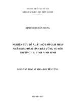 Nghiên cứu đề xuất một số giải pháp nhằm bảo đảm tính bền vững về môi trường tại tỉnh ninh bình.