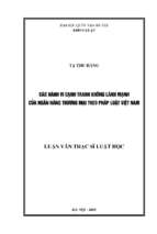 Các hành vi cạnh tranh không lành mạnh của ngân hàng thương mại theo pháp luật việt nam.