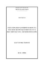 Chất lượng dịch vụ internet banking của ngân hàng thương mại cổ phần đầu tư và phát triển việt nam   chi nhánh thăng long