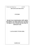 Thanh toán chi phí khám chữa bệnh bảo hiểm y tế theo định suất tại một số trạm y tế xã thuộc huyện đăk tô tỉnh kon tum