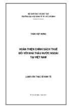 Hoàn thiện chính sách thuế đối với nhà thầu nước ngoài tại việt nam