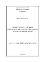 đánh giá năng lực cạnh tranh của ngân hàng trách nhiệm hữu hạn indovina trong xu thế hội nhập quốc tế