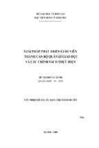 Giải pháp phát triển giáo viên thành cán bộ quản lí giáo dục và các chính sách thực hiện