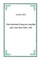 Phát triển kinh tế hàng hóa vùng đầm phá ở tỉnh thừa thiên   huế