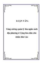 Tăng cường quản lý thu ngân sách địa phương ở cộng hòa dân chủ nhân dân lào