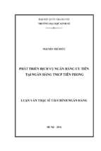 Phát triển dịch vụ ngân hàng ưu tiên tại ngân hàng thương mại cổ phần tiên phong