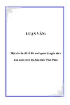 Một số vấn đề về đổi mới quản lý ngân sách nhà nước trên địa bàn tỉnh vĩnh phúc